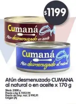 Supermercados Buenos Días CUMANA Atún desmenuzado al natural o en aceite oferta