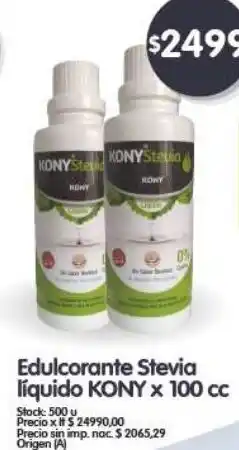 Supermercados Buenos Días KONY Edulcorante Stevia líquido x 100 cc oferta