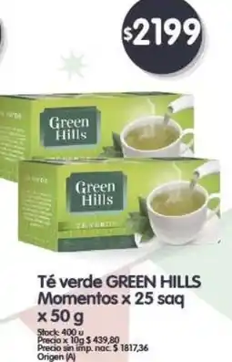 Supermercados Buenos Días GREEN HILLS Té verde Momentos x 25 saq oferta