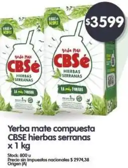 Supermercados Buenos Días CBSE Yerba mate compuesta hierbas serranas oferta