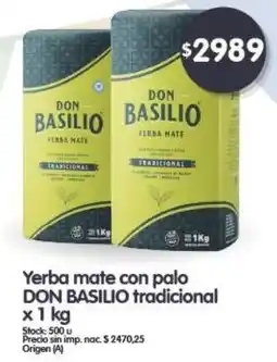 Supermercados Buenos Días DON BASILIO Yerba mate con palo tradicional oferta