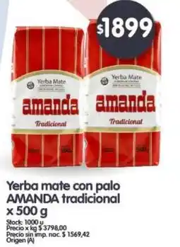 Supermercados Buenos Días AMANDA Yerba mate con palo tradicional oferta