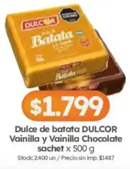 Cordiez Dulcor dulce de batata vainilla y vainilla chocolate oferta