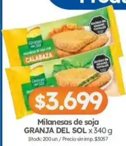 Cordiez Granja del sol milanesas de soja oferta