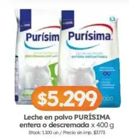 Cordiez Purísima leche en polvo entera o descremada oferta