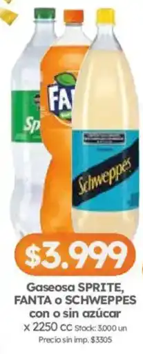 Cordiez Sprite Fanta o Schweppes oferta