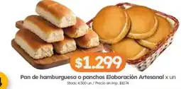 Cordiez Pan de hamburguesa o panchos Elaboración Artesanal oferta