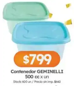 Cordiez Geminelli contenedor oferta