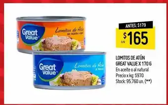 Changomas Lomitos De Atun Great Value oferta