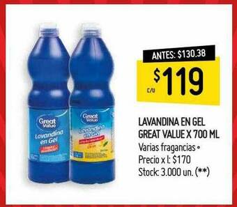 Changomas Lavandina En Gel Great Value oferta