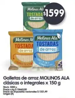 Supermercados Buenos Días MOLINOS ALA Galletas de arroz clásicas o integrales oferta