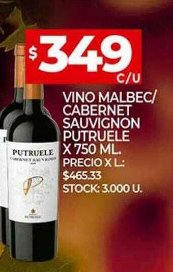 Supermercados DIA Vino Malbec- Cabernet Sauvignon Putruele oferta
