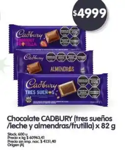 Supermercados Buenos Días CADBURY Chocolate (tres sueños /leche y almendras/frutilla) oferta
