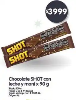 Supermercados Buenos Días SHOT Chocolate con leche y maní oferta