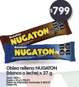 Supermercados Buenos Días NUGATON Oblea rellena (blanco o leche) oferta