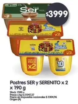 Supermercados Buenos Días SER y SERENITO Postres oferta
