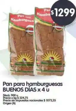 Supermercados Buenos Días BUENOS DÍAS Pan para hamburguesas oferta