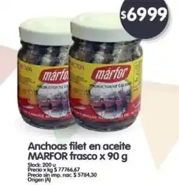 Supermercados Buenos Días MARFOR Anchoas filet en aceite frasco oferta