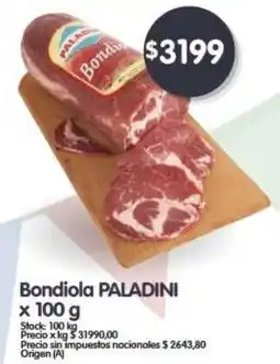 Supermercados Buenos Días PALADINI Bondiola oferta