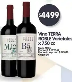 Supermercados Buenos Días TERRA ROBLE Vino Varietales x 750 cc oferta