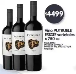 Supermercados Buenos Días PUTRUELE ESTATE Vino varietales x 750 cc oferta