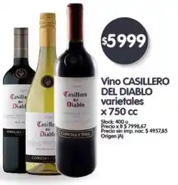 Supermercados Buenos Días CASILLERO DEL DIABLO Vino varietales x 750 cc oferta