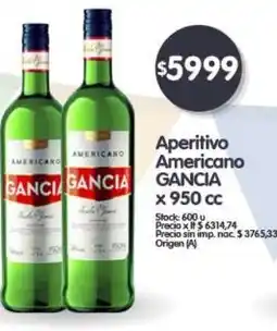 Supermercados Buenos Días GANCIA Aperitivo Americano x 950 cc oferta
