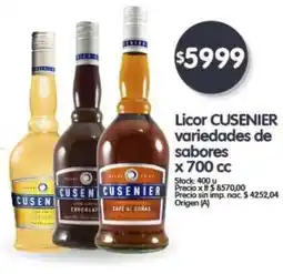 Supermercados Buenos Días CUSENIER Licor variedades de sabores x 700 cc oferta