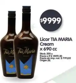 Supermercados Buenos Días TIA MARIA Licor cream x 690 cc oferta