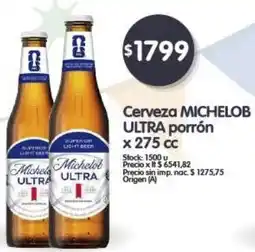 Supermercados Buenos Días MICHELOB ULTRA Cerveza porrón x 275 cc oferta