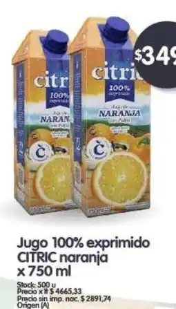 Supermercados Buenos Días CITRIC Jugo 100% exprimido naranja oferta
