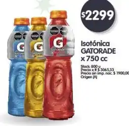 Supermercados Buenos Días GATORADE Isotónica x 750 cc oferta
