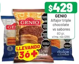 Almacor Genio alfajor triple chocolate vs sabores oferta