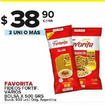 Carrefour Fideos favorita fortificado 500g oferta