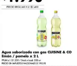 Disco Cuisine & Co agua saborizada con gas limón / pomelo oferta