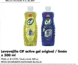 Disco Cif lavavajilla active gel original / limón oferta