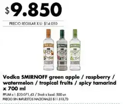 Disco Smirnoff vodka green apple raspberry watermelon tropical fruits spicy tamarind oferta