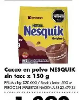 Disco Nesquik cacao en polvo sin tacc oferta