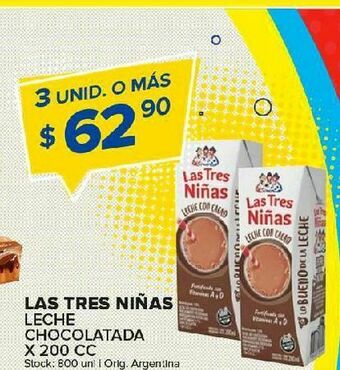 Carrefour Maxi Leche chocolatada las tres niñas 200cc oferta