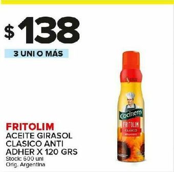 Carrefour Maxi Aceite de girasol fritolim anti adherente 120g oferta