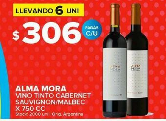 Carrefour Maxi Vino tinto alma mora cabernet/malbec 750cc oferta