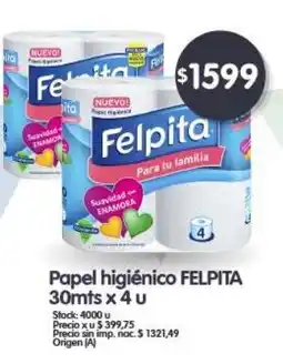Supermercados Buenos Días FELPITA Papel higiénico 30mts x 4 u oferta