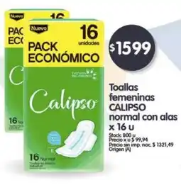 Supermercados Buenos Días CALIPSO Toallas femeninas normal con alas × 16 u oferta