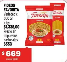 Makro Favorita fideos oferta