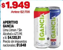 Makro Gancia aperitivo lima limon / sin alcohol oferta