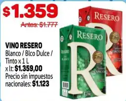 Makro Resero vino blanco / blco dulce / tinto oferta
