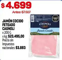 Makro Cagnoli jamón cocido feteado oferta