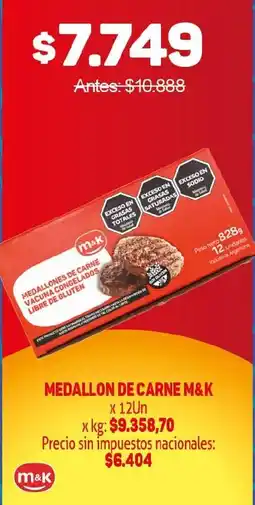 Makro M&K medallon de carne oferta