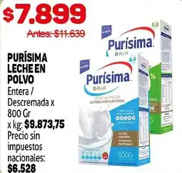 Makro Purísima leche en polvo entera / descremada oferta