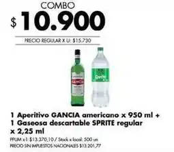 Disco Sprite - aperitivo americano + gaseosa descartable regular oferta